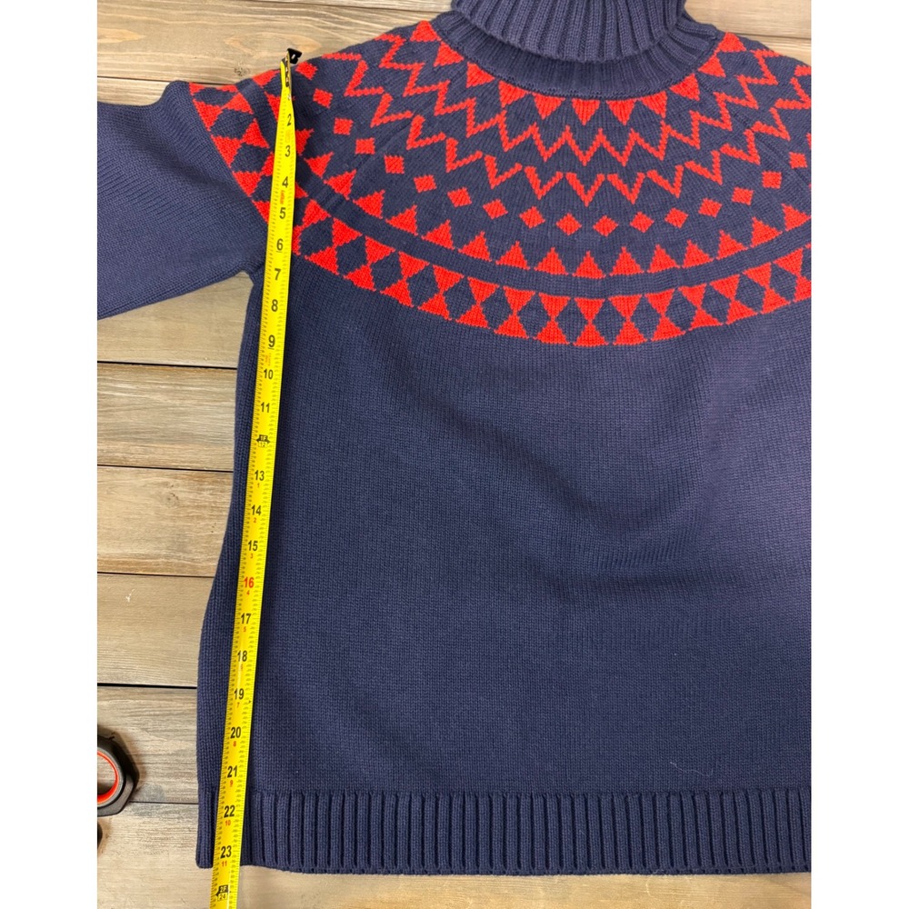 NWT Duluth‎ Trading Co Thick Fairisle Turtleneck Sweater Navy Red Women's Size L - Picture 8 of 8